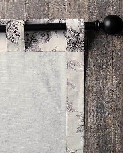 Maison d' Hermine Curtains for living room 100% Cotton 124 inch length One Panel Light Filtering Toile Curtains for Bedroom Windows with rod and loop Pockets Drapes (Paradise Mid Night, 50"W x 124"L)