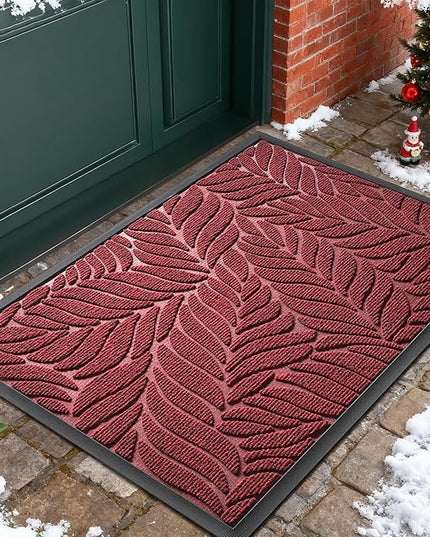 Yimobra Front Door Mat Outdoor Indoor, 29.5x17 All-Season Waterproof Door Mat Outside Entrance, All-Weather Non-Slip Outside Doormat for Garage Patio Entryway, Red