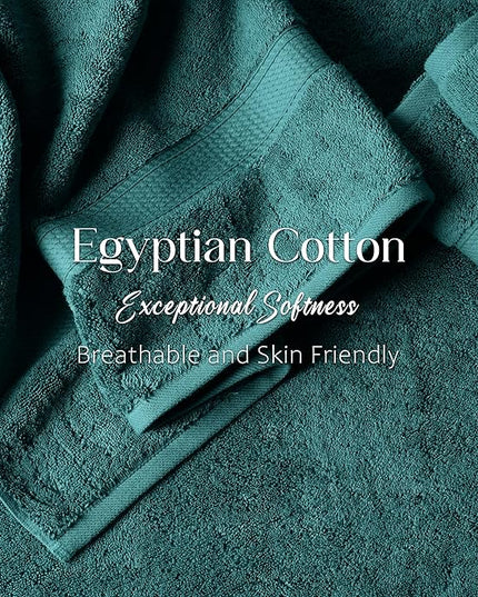 Superior Egyptian Cotton Pile Bath Towel Set of 2, Ultra Soft Luxury Towels, Thick Plush Essentials, Absorbent Heavyweight, Guest Bath, Hotel, Spa, Home Bathroom, Shower Basics, Teal