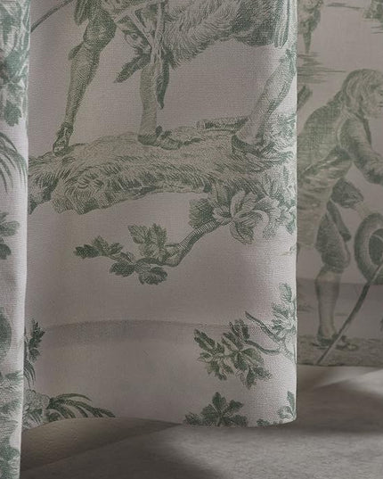 Maison d' Hermine Curtains for living room 100% Cotton 108 inch length One Panel Light Filtering Toile Curtains for Bedroom Windows with rod and loop Pockets (The Miller Antique Green, 50"W x 108"L)