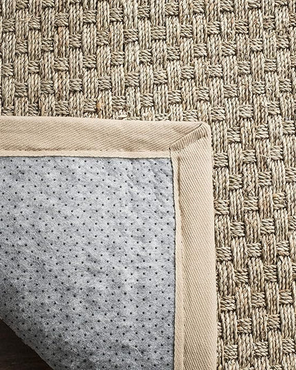 SAFAVIEH Natural Fiber Collection Runner Rug - 2'6" x 6', Natural & Beige, Seagrass, Basketweave Pattern with Border (NF114A)