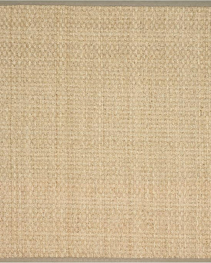 Safavieh Area Rug 4' Square - Natural Fiber Collection - Natural & Olive Green, Seagrass, Basketweave Pattern with Border (NF114G)
