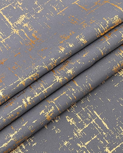 Taisier Home Room Darkening Curtains - Gold Foil Geometric Dots Print on Linen Textured Fabric, Soft Grey & Gold Window Treatment for Bedroom & Living Room (2 Panels, 84" Length)
