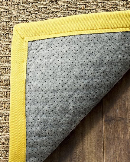 SAFAVIEH Area Rug 3x5 - Natural Fiber Collection - Natural & Gold, Seagrass, Basketweave Pattern with Border (NF114X)