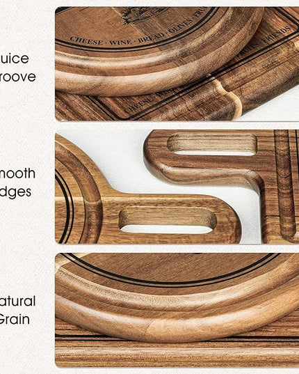 Acacia Wood Charcuterie and Cheese Board Set, 2-Piece Mini Serving Boards for Cheese, Fruit, Nuts, Treats & Appetizers – Elegant Snack Boards for Entertaining & Gift Giving