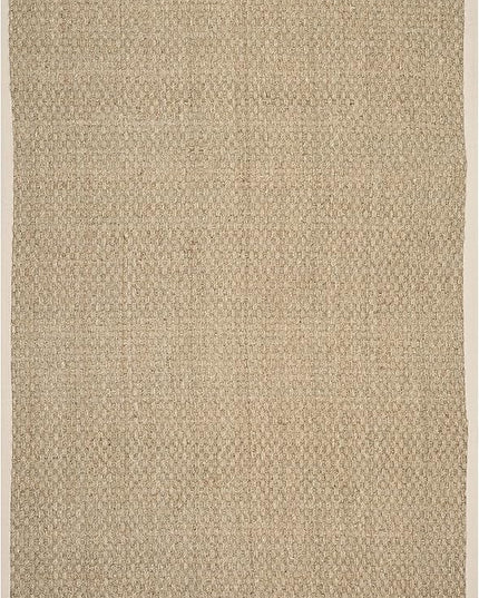 SAFAVIEH Area Rug 6x9 - Natural Fiber Collection - Natural & Ivory, Seagrass, Basketweave Pattern with Border (NF114J)