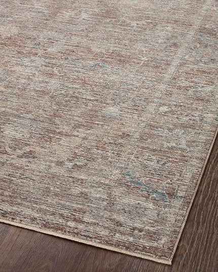 Loloi Magnolia Home by Joanna Gaines Millie Collection MIE-04 Brick/Fog 9'-6" x 9'-6", .25" Pile Height, Round Area Rug