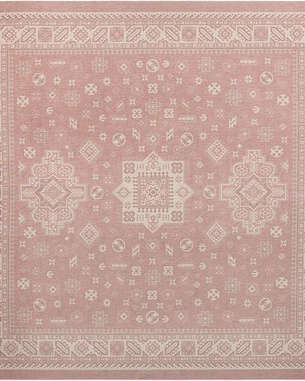 Rugs.com Outdoor Aztec Collection Rug – 13 Ft Square Pink Flatweave-Pile Rug Perfect for Living Rooms, Kitchens, Entryways