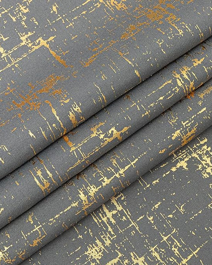 Taisier Home Gold Foil Print Linen Textured Curtains - Geometric Dots Pattern Design for Nursery, Toy Room - Thermal Insulated Window Treatment, 2 Panels, 45" L, Dark Grey and Gold