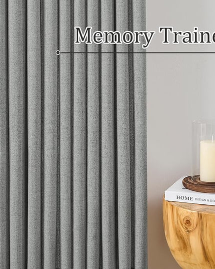 RAIN CITY Extra Long Pleated Sheer Curtains 120 inch Length 2 Panels Back Tab Light Filtering Semi Sheer Linen Curtain for Floor to Ceiling Window Patio Sliding Door 10 FT Grey Pinch Pleat with Hooks