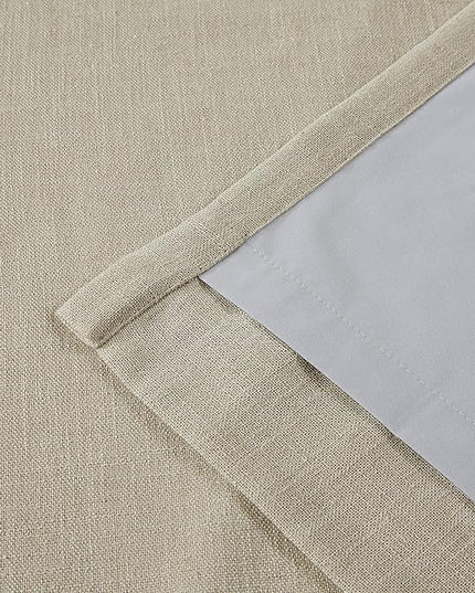 Vision Home Sand Pinch Pleated Full Blackout Curtains Linen Blended Room Darkening Window Curtains 112 inch for Living Room Bedroom Thermal Insulated Pinch Pleat Drapes with Hooks 40" Wx112 Lx2