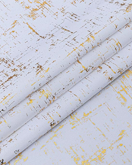 Taisier Home White & Gold Shimmering Geometric Dots Curtains 95" - Light Filtering Decorative Drapes, Set of 2 Gold Foil Print Linen Textured Panels, Unique Glam Design for Living Room Bedroom