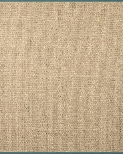 SAFAVIEH Area Rug 8' Square - Natural Fiber Collection - Natural & Light Blue, Seagrass, Basketweave Pattern with Border (NF114M)