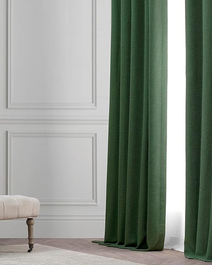 HPD Half Price Drapes Bellino Room Darkening Curtains 96 Inches Long Curtains for Bedroom & Living Room (1 Panel), 50W x 96L, Pine Forest Green