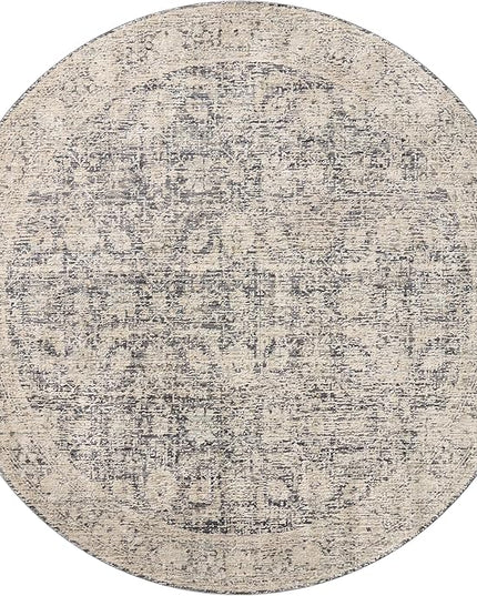 Loloi Amber Lewis Alie Collection ALE-05 Charcoal/Beige 5'-3'' x 5'-3'', .13'' Pile Height, Round Area Rug