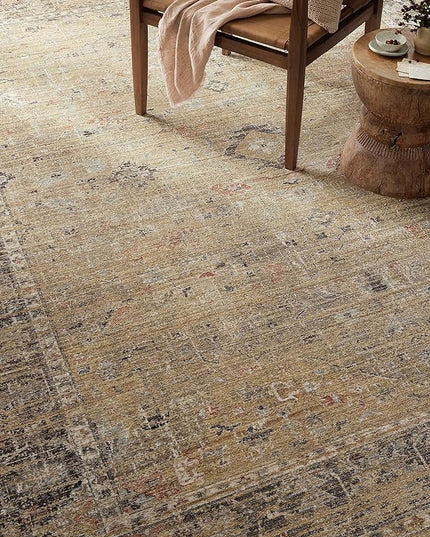 Loloi Magnolia Home by Joanna Gaines Millie Collection MIE-03 Gold/Charcoal 7'-10" x 10', .25" Pile Height, Area Rug
