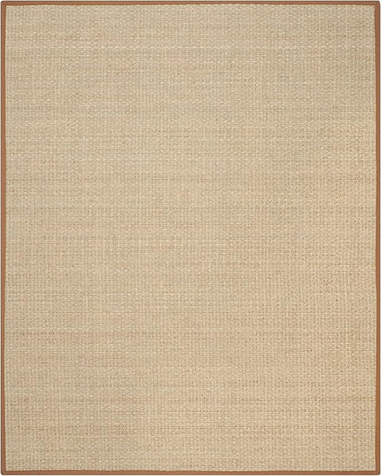 SAFAVIEH Area Rug 6x9 - Natural Fiber Collection - Natural & Brown, Seagrass, Basketweave Pattern with Border (NF114B)
