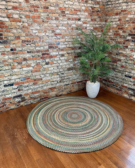 Capel American Heritage Green Multi 5'0"X5'0" Round Braided Rug