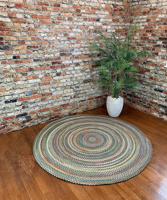Capel American Heritage Green Multi 5'0"X5'0" Round Braided Rug