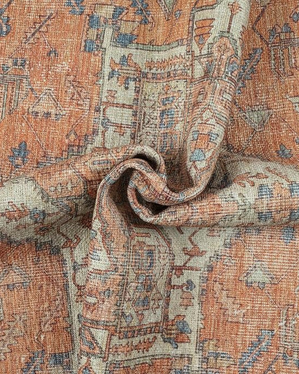 GLN Rugs Traditional Collection - Machine Washable Area Rug, Traditional Washable, Non Slip, Low Pile Chenille Rug, Living Room, Bedroom, Kitchen Rug (7'10"x10' Burnt Orange)