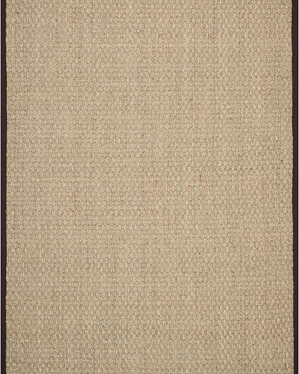 SAFAVIEH Area Rug 6x9 - Natural Fiber Collection - Natural & Dark Brown, Seagrass, Basketweave Pattern with Border (NF114K)