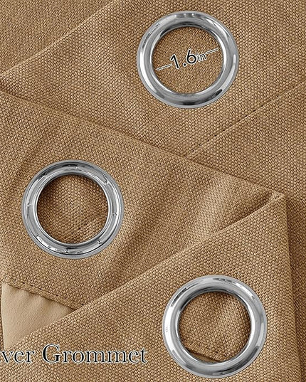 NICETOWN Faux Linen Caramel Blackout Curtains 84 inches Long for Living Room - Privacy Panels for Bedroom, Modern Farmhouse Style Easy Care Grommet Top, 2 Panels, W52 by L84