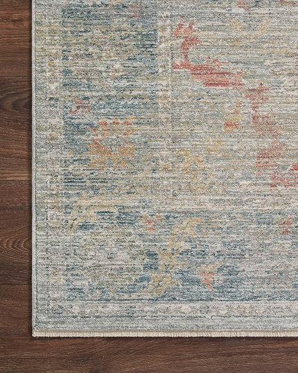 Loloi Magnolia Home by Joanna Gaines Millie Collection MIE-04 Slate/Multi 2'-7" x 14', .25" Pile Height, Runner Rug