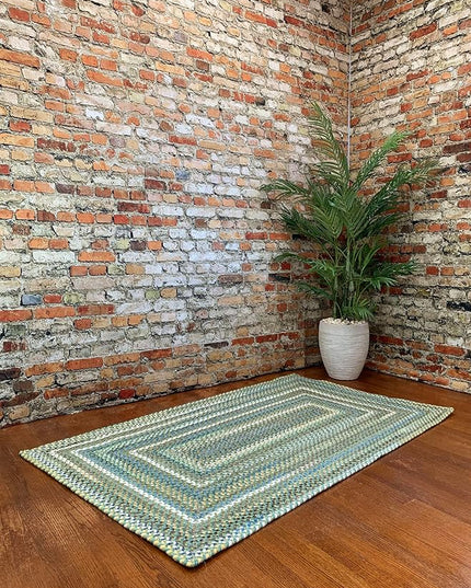 American Heritage Sage 0' 24" X 0' 36" Concentric Rectangle Braided Rug