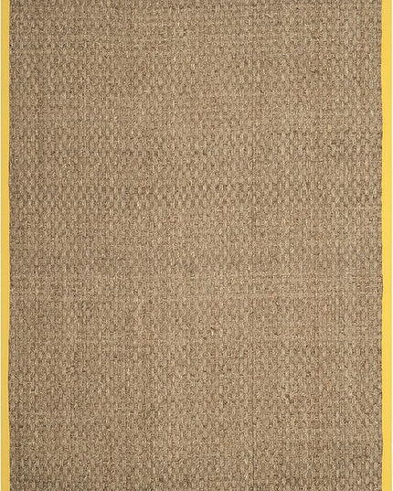 SAFAVIEH Area Rug 5x8 - Natural Fiber Collection - Natural & Gold, Seagrass, Basketweave Pattern with Border (NF114X)