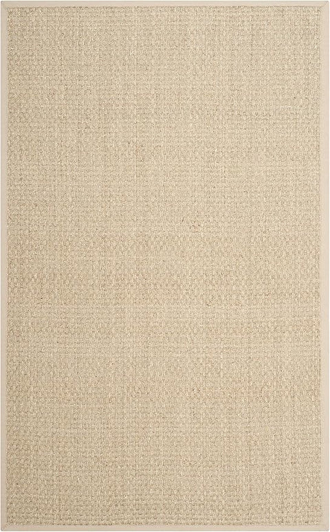 SAFAVIEH Area Rug 4x6 - Natural Fiber Collection - Natural & Beige, Seagrass, Basketweave Pattern with Border (NF114A)