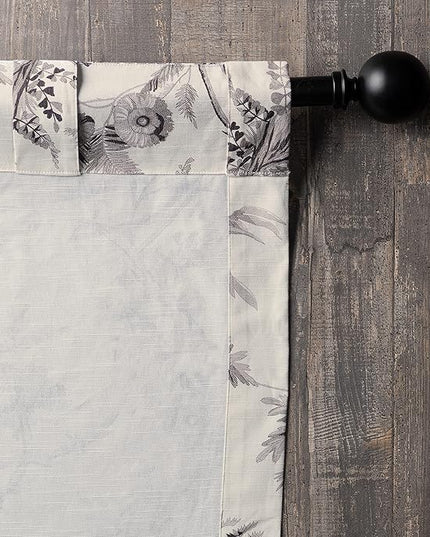 Maison d' Hermine Curtains for living room 100% Cotton 124 inch length One Panel Light Filtering Toile Curtains for Bedroom Windows with rod and loop Pockets Drapes (Paradise Mid Night, 50"W x 124"L)