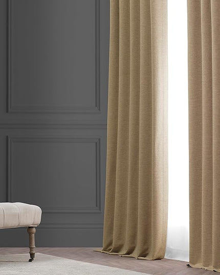 HPD Half Price Drapes Bellino Room Darkening Curtains 120 Inches Long Curtains for Bedroom & Living Room (1 Panel), 50W x 120L, Ginger