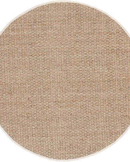 SAFAVIEH Area Rug 11' Round - Natural Fiber Collection - Large - Natural & Ivory, Seagrass, Basketweave Pattern with Border (NF114J)