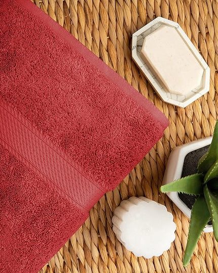 Superior Egyptian Cotton Pile 10 Piece Towel Set, Includes 2 Bath, 4 Hand, 4 Face Towels/Washcloths, Ultra Soft Luxury Towels, Thick Plush Essentials, Guest Bath, Spa, Hotel Bathroom, Red