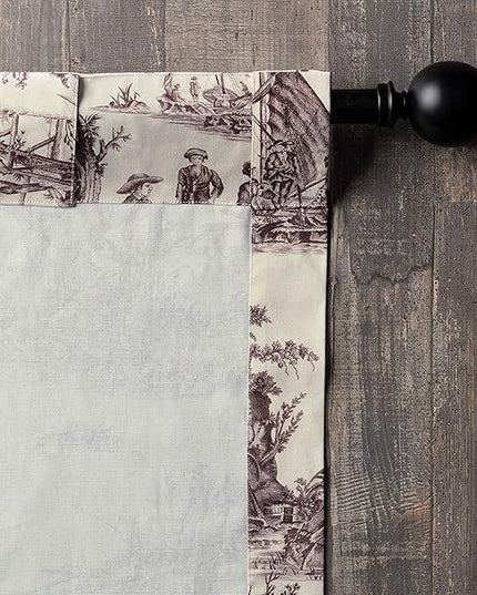 Maison d' Hermine Curtains for Living Room 100% Cotton 84 inch Length Two Panels Light Filtering Toile Curtains for Bedroom Windows with Rod and Loop Pockets Drapes (Calais Charcoal, 50" W x 84" L)