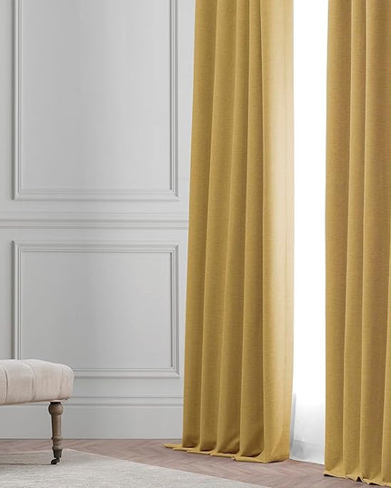 HPD Half Price Drapes Bellino Room Darkening Curtains 96 Inches Long Curtains for Bedroom & Living Room (1 Panel), 50W x 96L, Trinket Gold