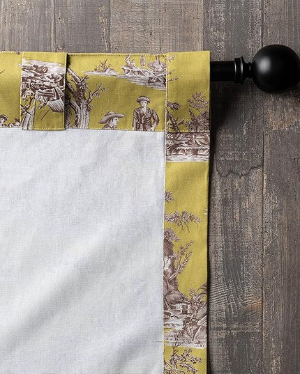 Maison d' Hermine Curtains for Living Room 100% Cotton 96 inch Length One Panel Light Filtering Toile Curtains for Bedroom Windows with Rod and Loop Pockets Drapes (Calais Celery, 50" W x 96" L)