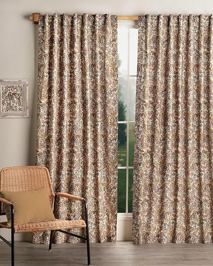Maison d' Hermine Curtains for Living Room 100% Cotton 108 inch Length One Panel Light Filtering Curtains for Bedroom Windows with Rod and Loop Pockets Drapes (Jaipur, 50" W x 108" L)