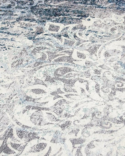 ReaLife Rugs Machine Washable Area Rug Runner - Living Room Bedroom Bathroom Kitchen Entryway Office - Padded Low Pile Stain Resistant Premium - Boho Vintage Bohemian - Blair - Grey 3' x 5'