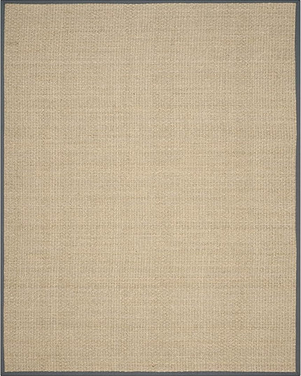SAFAVIEH Area Rug 8x10 - Natural Fiber Collection - Large - Natural & Dark Grey, Seagrass, Basketweave Pattern (NF114Q)