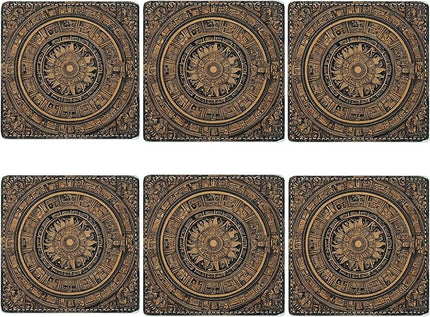 Marble Coasters Square Leather Drinks Coaster Set with Holder for Coffee Table Bar Home Decor 4 Inches Set of 6 (Goth, One Size)