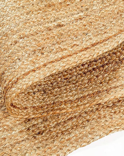 Hand Woven Jute Area Rug - 3' x 5' Feet - Rustic Beige Reversible Rectangular Rugs for Bedroom, Kitchen, Living Room - Vintage Natural Braided Entry Floor Décor Boho 3x5 Jute Rug