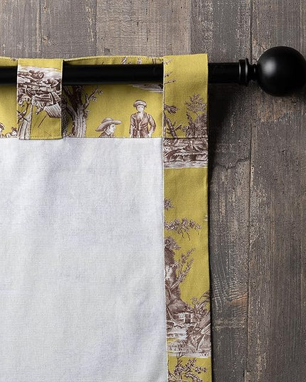 Maison d' Hermine Curtains for Living Room 100% Cotton 124 inch Length One Panel Light Filtering Toile Curtains for Bedroom Windows with Rod and Loop Pockets Drapes (Calais Celery, 50" W x 124" L)
