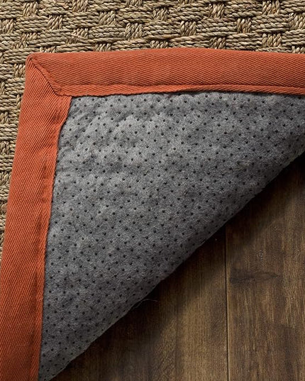 SAFAVIEH Area Rug 3x5 - Natural Fiber Collection - Natural & Rust, Seagrass, Basketweave Pattern with Border (NF114Y)