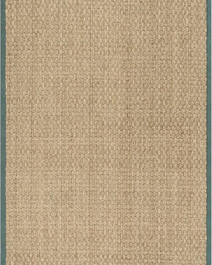 SAFAVIEH Area Rug 5x8 - Natural Fiber Collection - Natural & Light Blue, Seagrass, Basketweave Pattern with Border (NF114M)
