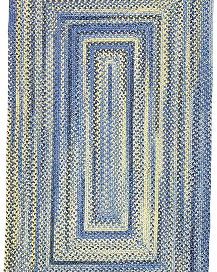 Capel American Heritage Blue Yellow 7' 0" X 7' 0" Concentric Rectangle Braided Rug