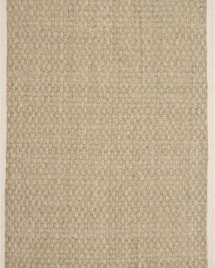 SAFAVIEH Area Rug 4x6 - Natural Fiber Collection - Natural & Ivory, Seagrass, Basketweave Pattern with Border (NF114J)