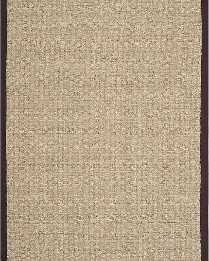 SAFAVIEH Area Rug 4x6 - Natural Fiber Collection - Natural & Dark Brown, Seagrass, Basketweave Pattern with Border (NF114K)