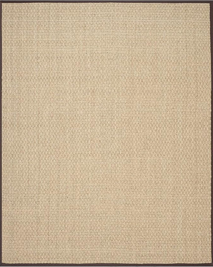 SAFAVIEH Area Rug 8x10 - Natural Fiber Collection - Large - Natural & Dark Brown, Seagrass, Basketweave Pattern (NF114K)