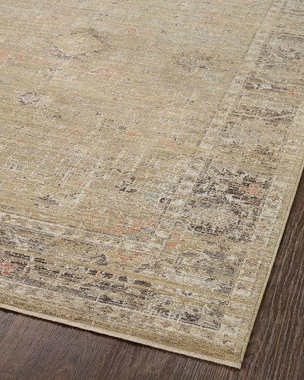Loloi Magnolia Home by Joanna Gaines Millie Collection MIE-03 Gold/Charcoal 11'-6" x 15'-7", .25" Pile Height, Area Rug